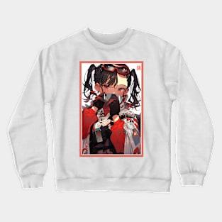 Aesthetic Anime Girl Red White Black | Quality Aesthetic Anime Design | Chibi Manga Anime Art Crewneck Sweatshirt